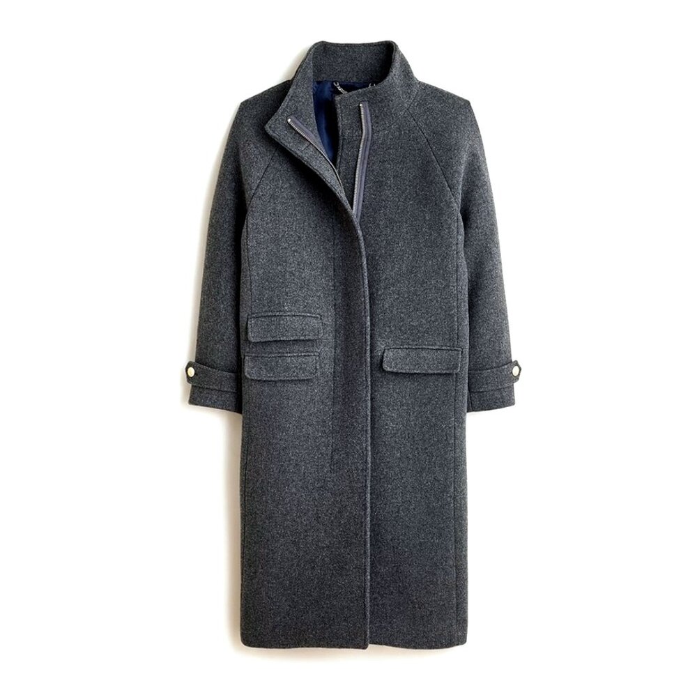 J.Crew Toscana long coat in Italian stadium-cloth wool blend – Size 00P
